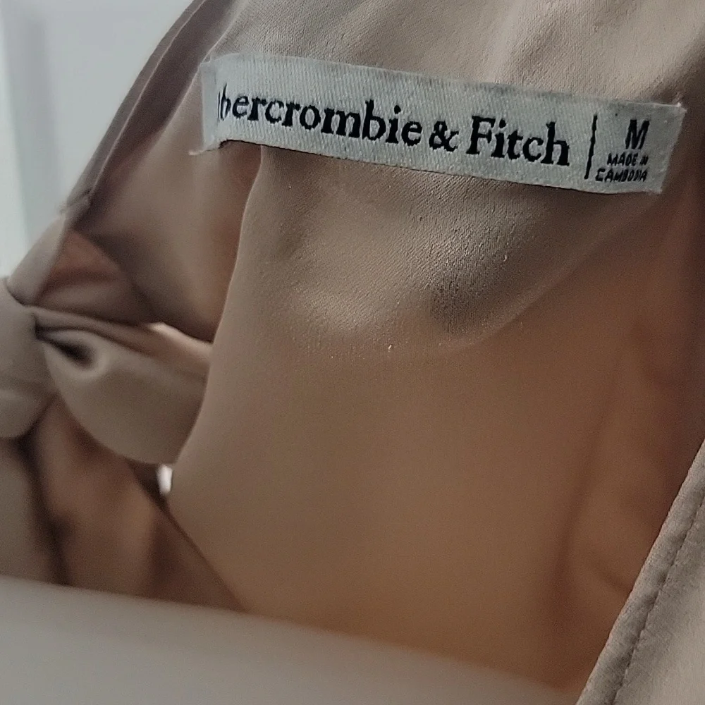Abercrombie & Fitch Deep V Ruched Puff Sleeve  Button Front Blouse M
